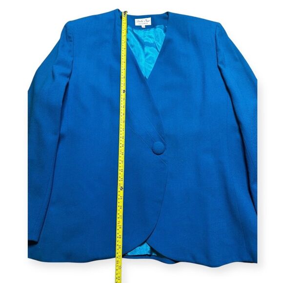Vintage Debi Sue Blazer Women’s 24 Plus Blue Power Shoulder Single Button USA - Picture 6 of 8